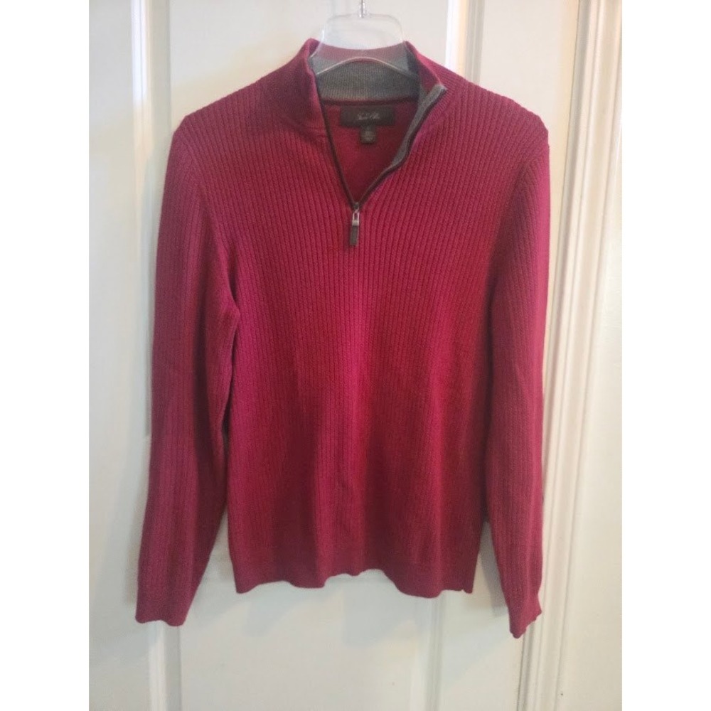 Tasso Ella Sweater Men's SZ Small Red Long-Sleeve RIBBED Cotton